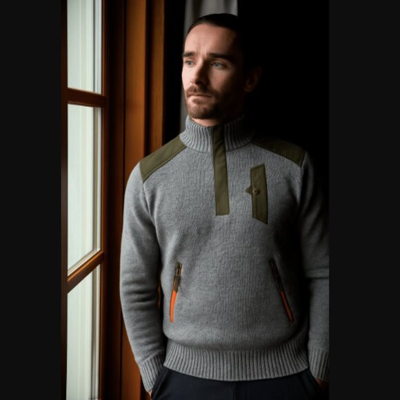 Men’s Original Alpine Guide Sweater Gray XL Wool Blend Waxed Cotton - Picture 2 of 13